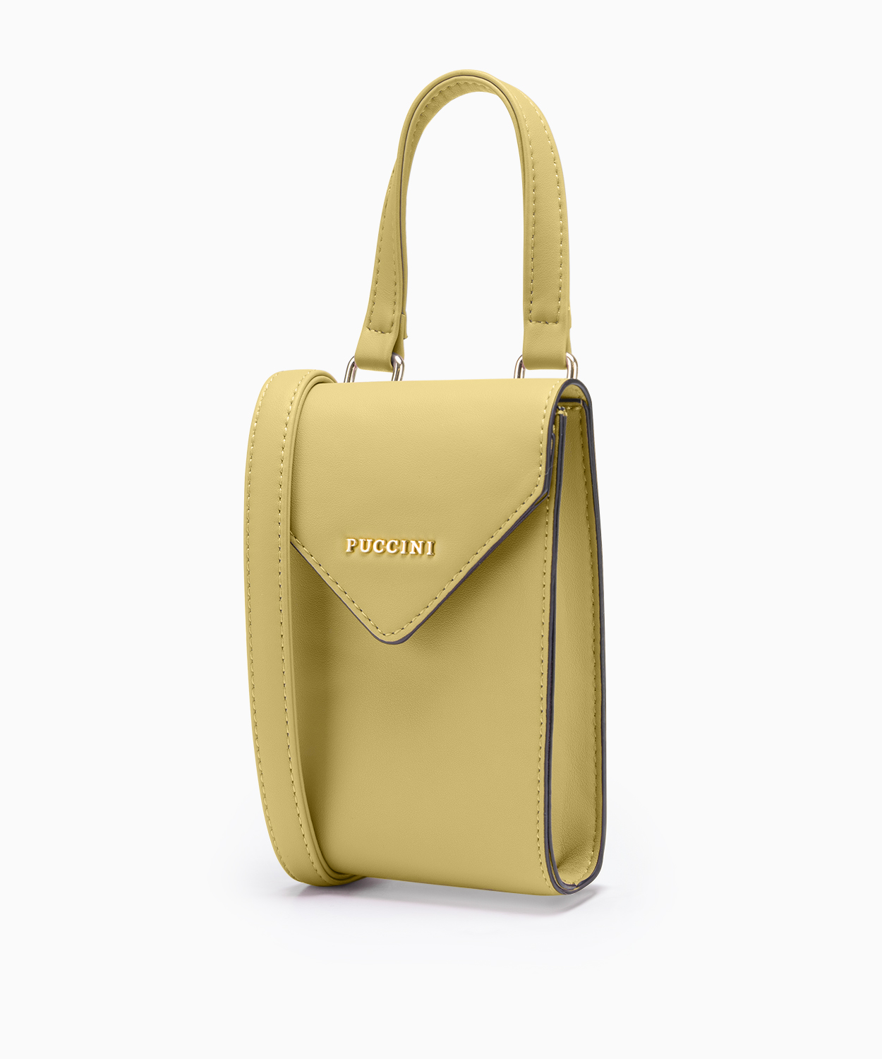 PUCCINI Mała torebka z miękkiej skóry ekologicznej limonkowa