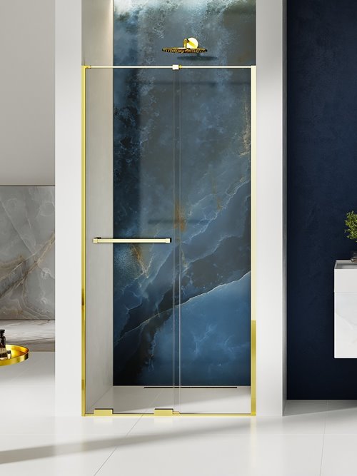 Smart Light Gold New Trendy złote drzwi prysznicowe wnękowe rozsuwane 120 cm EXK-6685