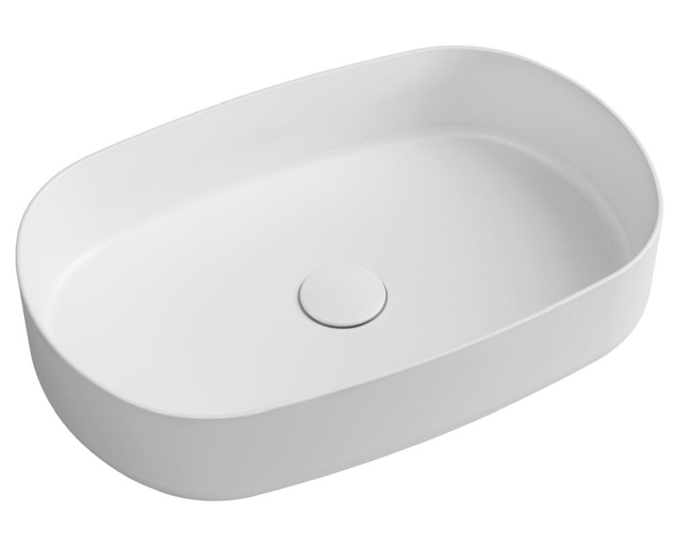 ISVEA Umywalka nablatowa INFINITY OVAL bez przelewu biała mat 55x36x12 cm 10NF65055-2L