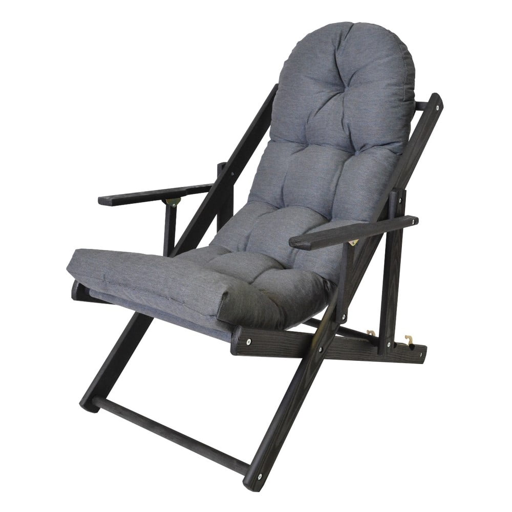 Rojaplast Ciemnoszary składany drewniany leżak ogrodowy Borneo