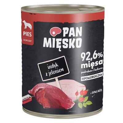 Pan Mięsko karma mokra dla psów Indyk z jeleniem 800g