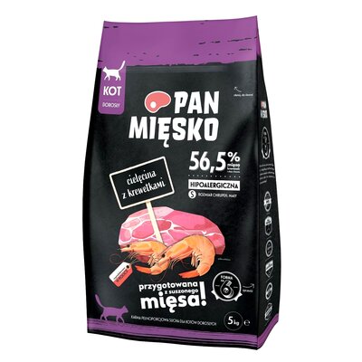 Pan Mięsko cielęcina z krewetkami S sucha karma dla kota waga 5 kg