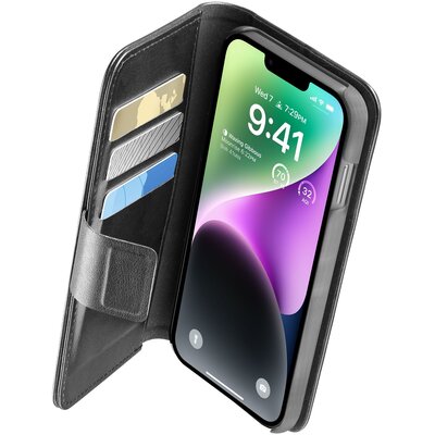 Cellularline Book Agenda - Etui iPhone 14 z powłoką MICROBAN (czarny)