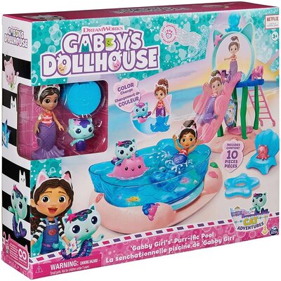 Koci Domek Gabi Zestaw Basen + akcesoria figurka Gabi Syrenkotka 10 elementów Gabby's Dollhouse