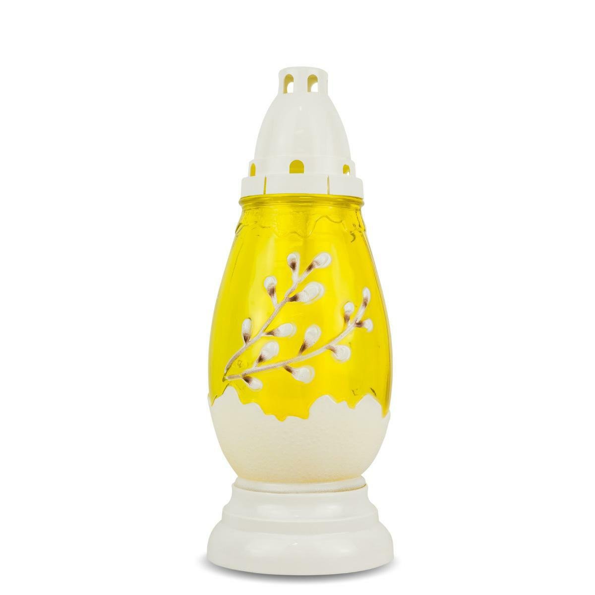 Znicz Wielkanocny Jajko 29 cm Żółty DP77 Delux Duży Light Znicz Szklany Malowany z Wkładem Wymiennym