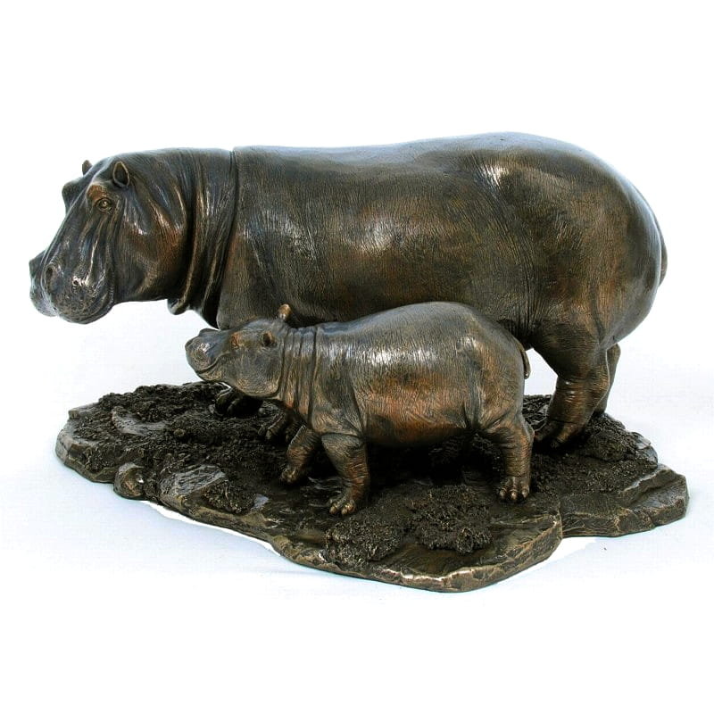 DWA HIPOPOTAMY SYMBOL SIŁY, OPIEKI FIGURA VERONESE NA PREZENT