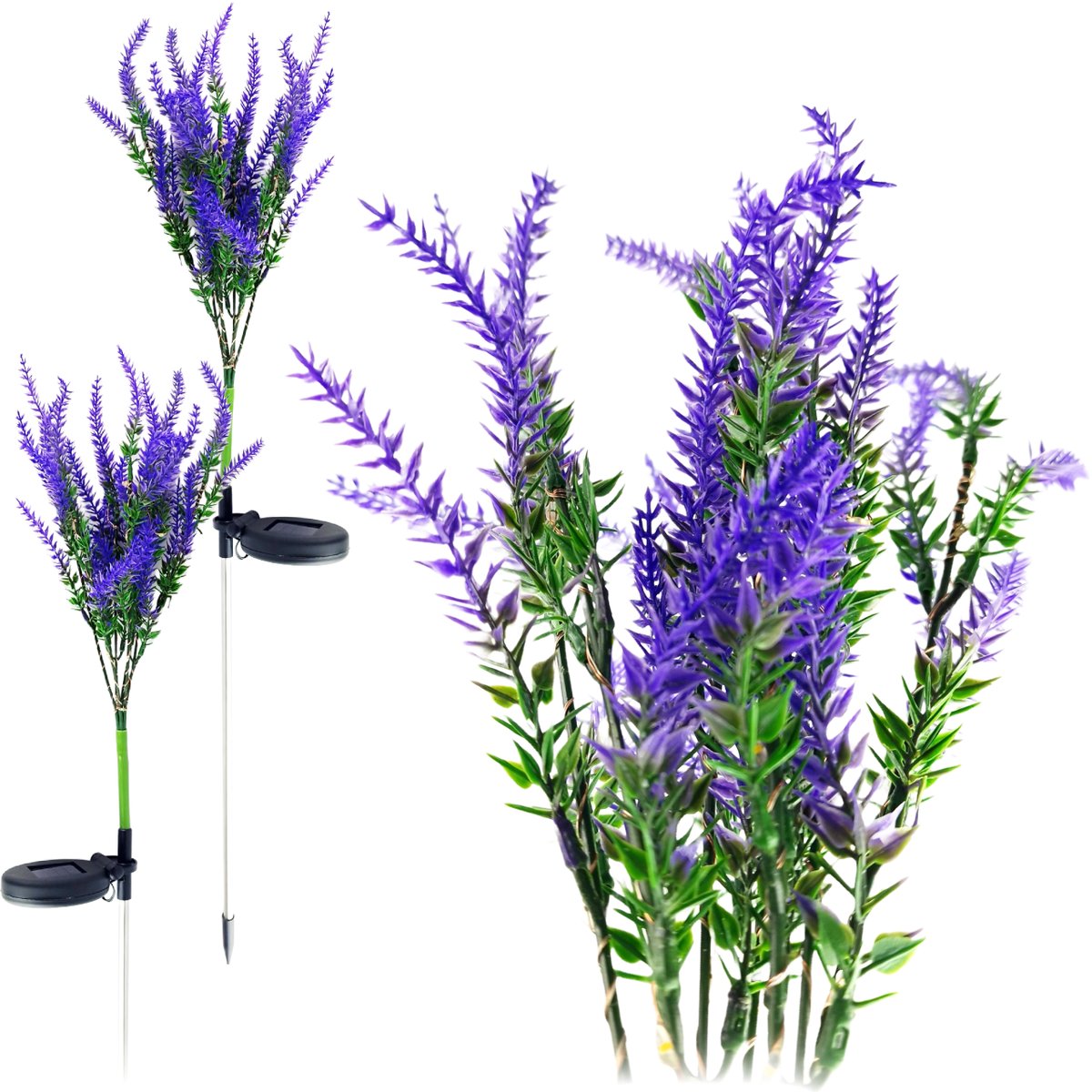 Lampa solarna wbijana LAWENDA WRZOS LED lampki 2szt SOLARNY KWIATY 75CM