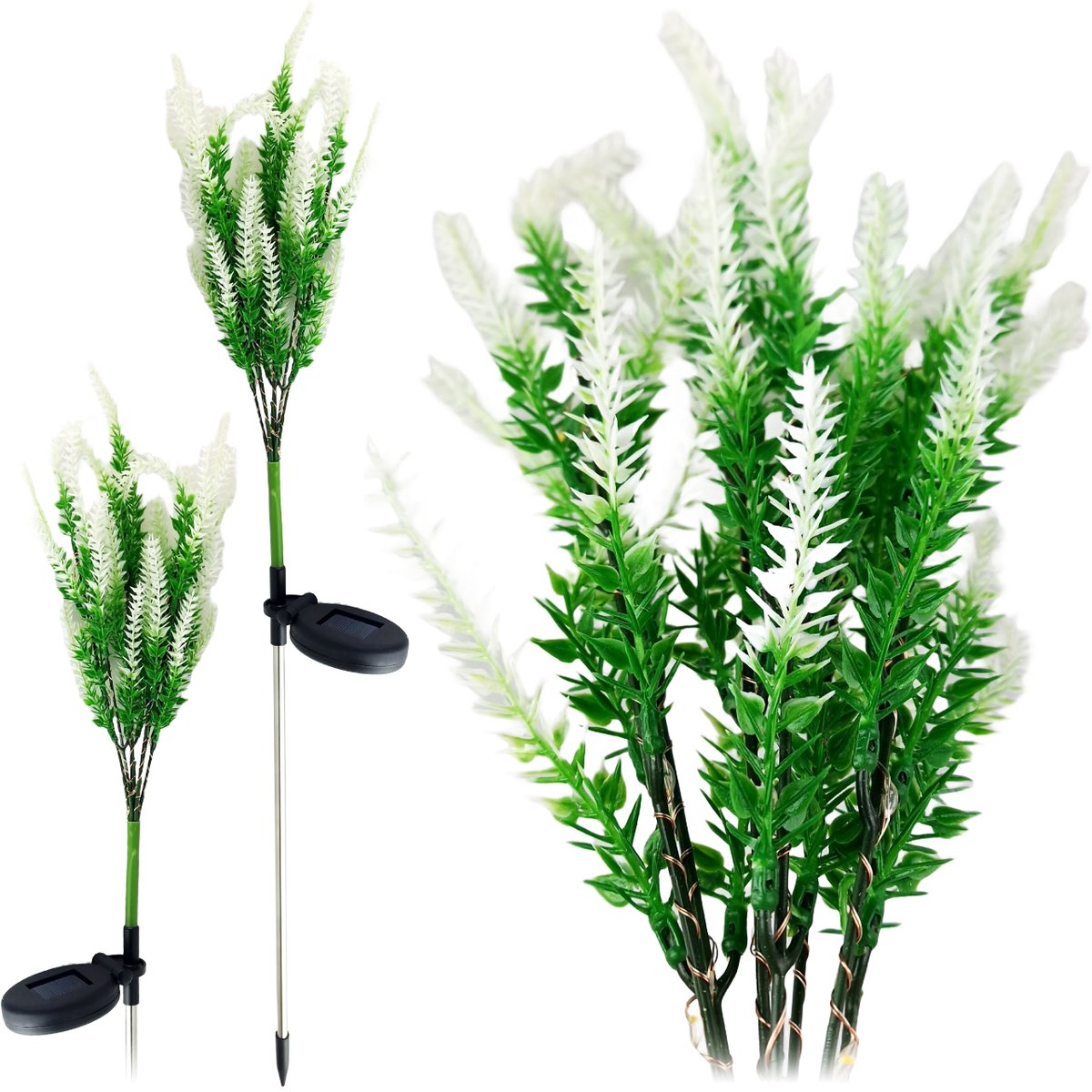 Lampa solarna wbijana LAWENDA WRZOS LED lampki 1szt SOLARNY KWIATY 75CM