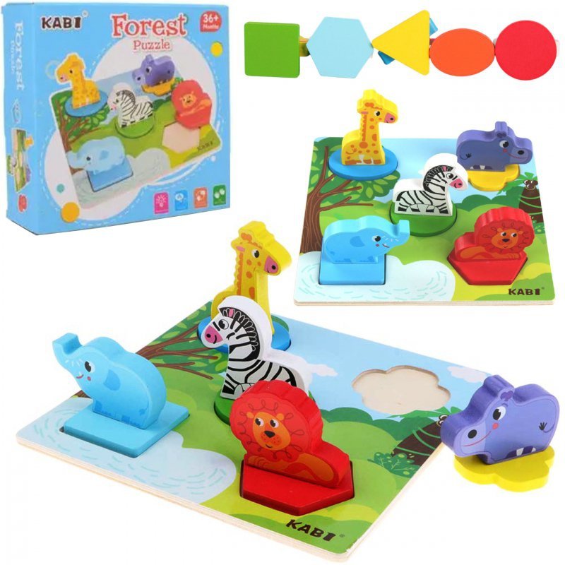 Zdjęcia - Klocki Edukacyjne drewniane puzzle safari  0057