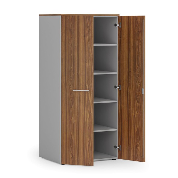 Szafa biurowa z drzwiami PRIMO GRAY, 1781 x 800 x 600 mm, szary/orzech