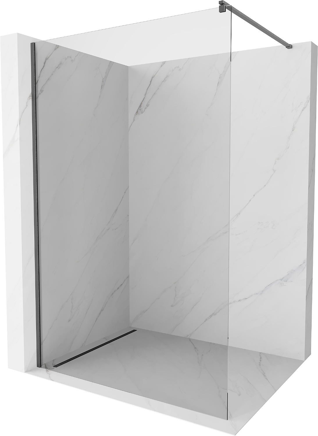 Mexen Kioto ścianka prysznicowa Walk-in 150 x 200 cm, transparent 8 mm, gun gray szczotkowany - 800-150-101-66-00