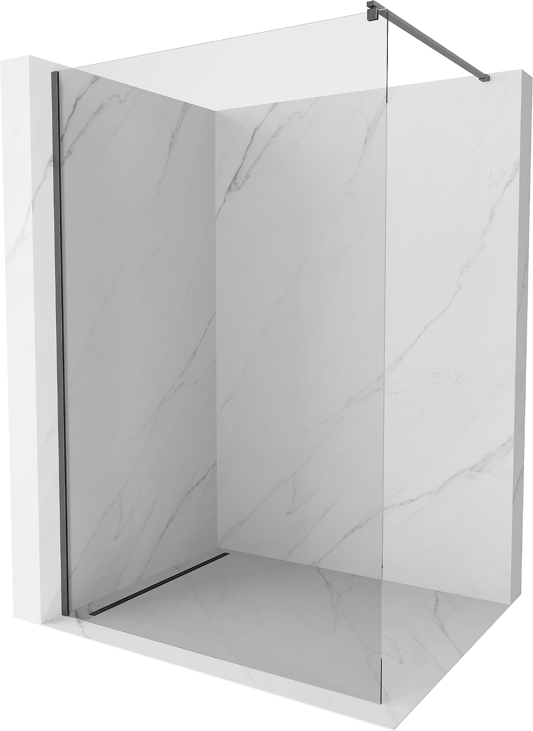 Mexen Kioto ścianka prysznicowa Walk-in 180 x 200 cm, transparent 8 mm, gun gray szczotkowany - 800-180-101-66-00