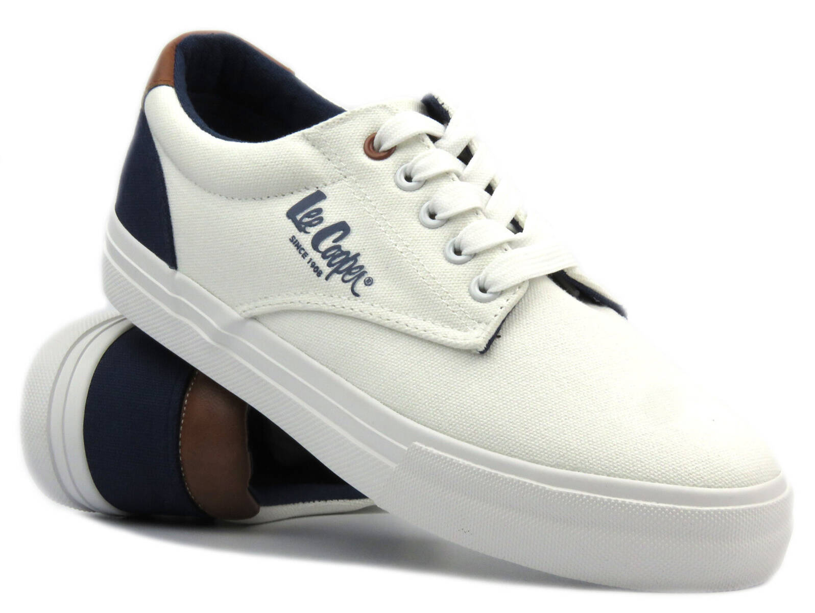 Wygodne trampki męskie - Lee Cooper LCW-24-02-2140, białe