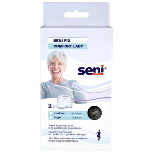 SENI Fix Comfort Lady Elastyczne majtki mocujące dla kobiet L czarne, 2szt.