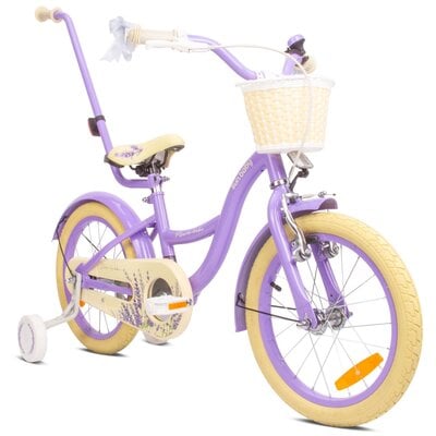 Rower dziecięcy SUN BABY Flower 16 cali dla dziewczynki Lawendowy | Bezpłatny transport