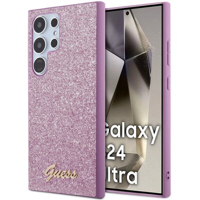 Etui GUESS Glitter Script do Samsung Galaxy S24 Ultra Fioletowy