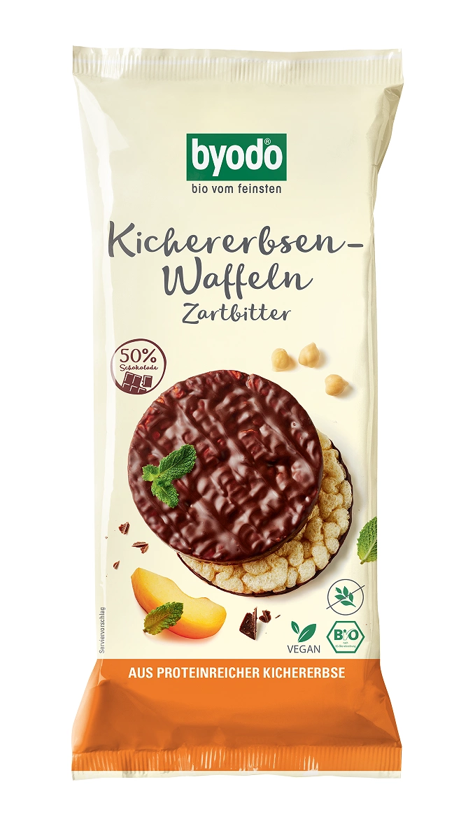 Byodo Wafle z ciecierzycy z ciemną czekoladą bezglutenowe 65 g Bio