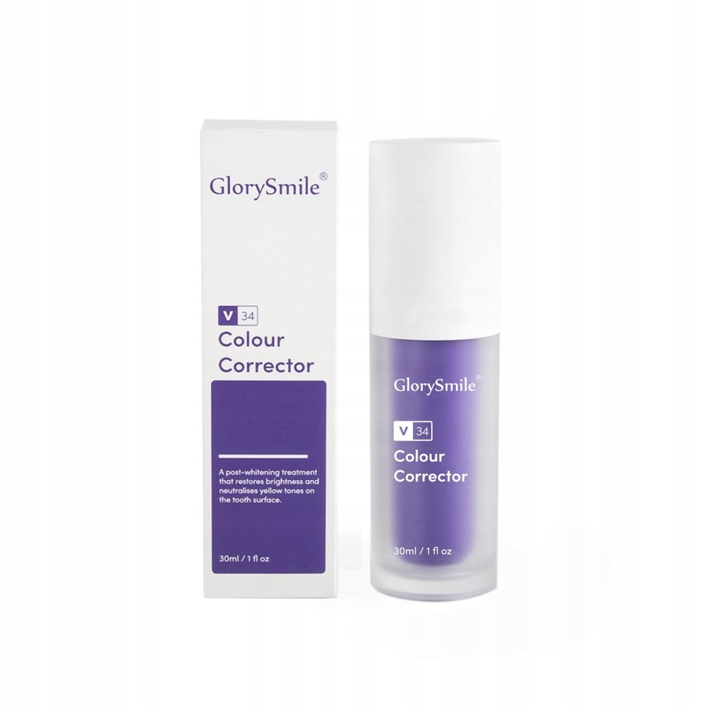 Glory Smile, Pasta Do Zębów Wybielająca V34 Korektor Koloru, Fioletowa, 30ml
