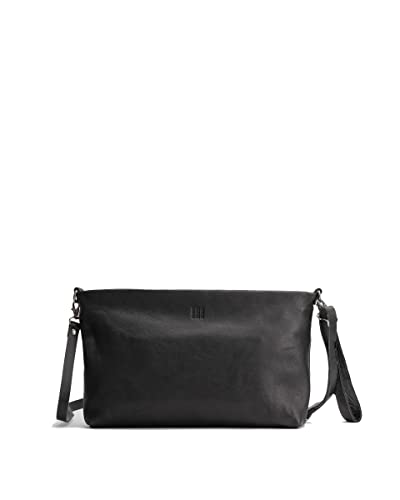 BIBA Torba damska ze skóry naturalnej, torba na messenger Leather Carolina Out CAS2LO, krótki długi uchwyt, zamek błyskawiczny, Legalna skóra bydlęca, czarny
