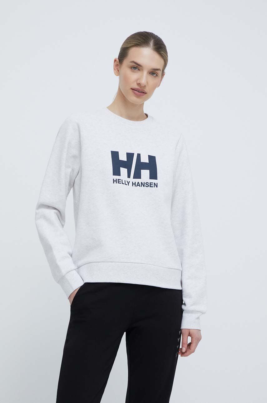 Helly Hansen bluza bawełniana damska kolor szary z nadrukiem 34462