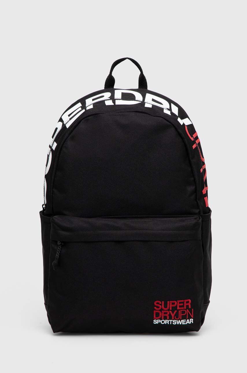 Superdry plecak damski kolor czarny duży z nadrukiem