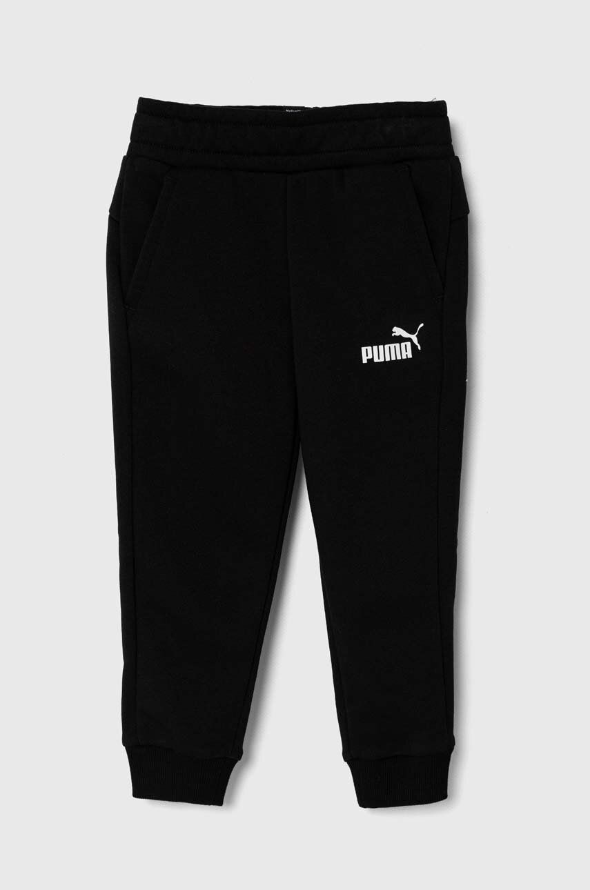 Puma spodnie dresowe dziecięce ESS Logo Pants TR cl B kolor czarny z nadrukiem