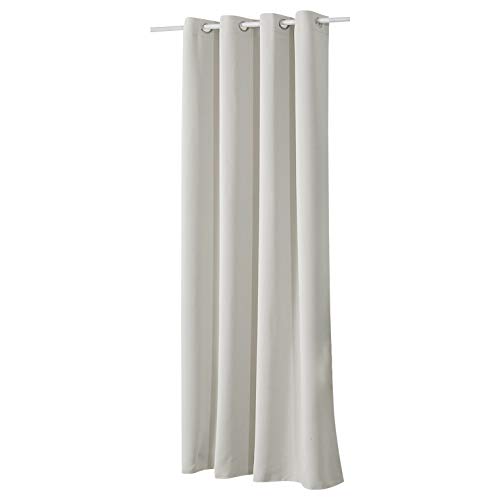 WOLTU zasłona nieprzejrzysta, z oczkami, 250 g/m², ciężka, zaciemniająca zasłona termiczna, nieprzepuszczająca światła, do salonu, pokoju dziecięcego, sypialni, 1 szt，135x245 cm Mlecznobiały