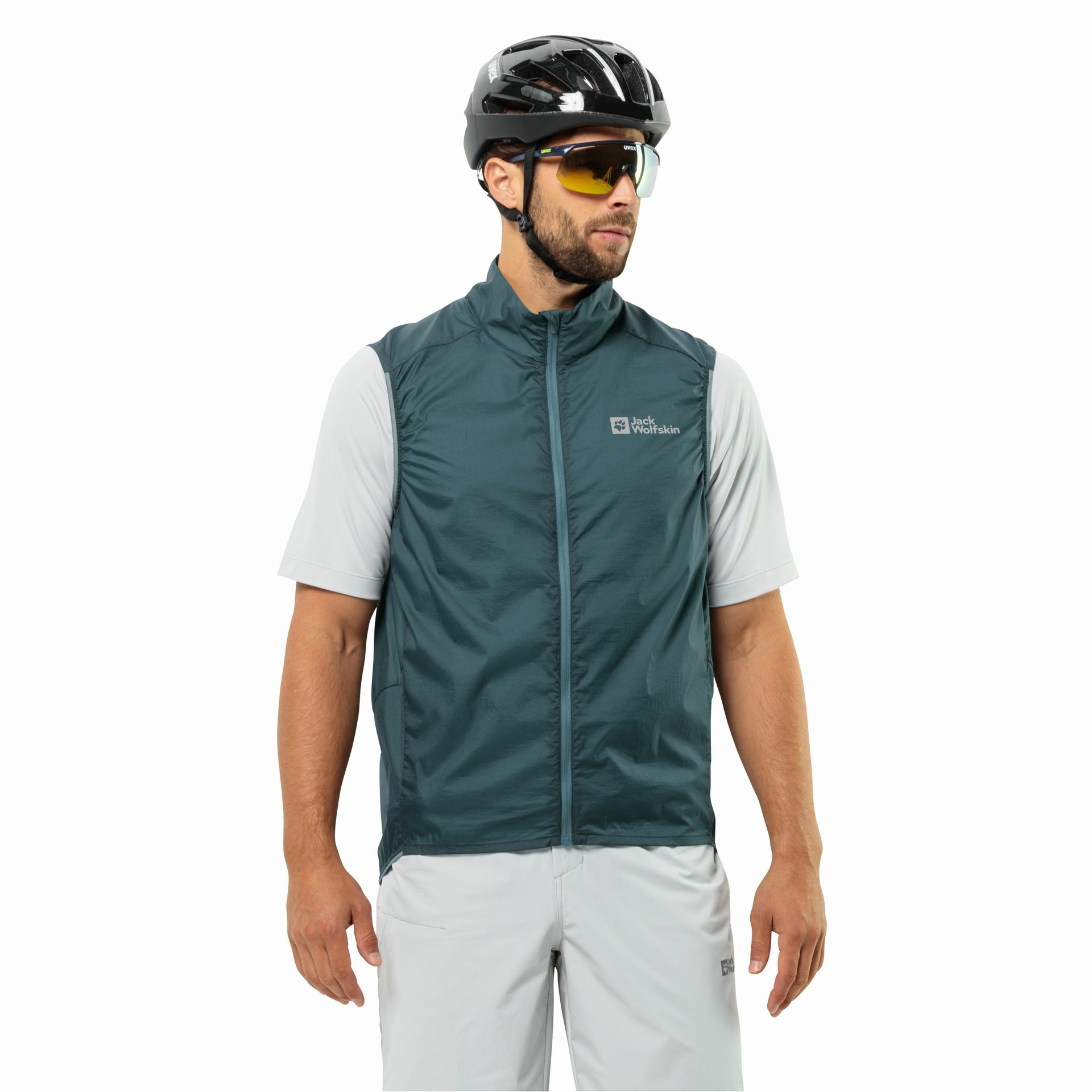 Męska kamizelka rowerowa Jack Wolfskin GRAVEX WIND VEST M emerald - S