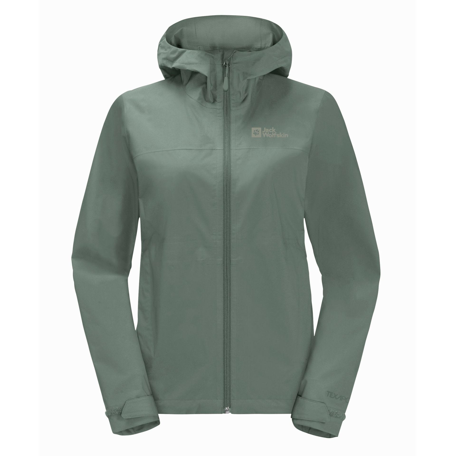 Damska kurtka przeciwdeszczowa Jack Wolfskin ELSBERG 2.5L JKT W hedge green - XS