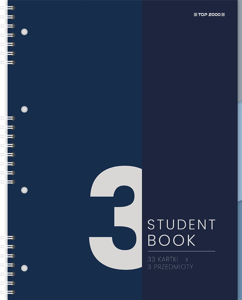 KOŁOZESZYT A4 100/K STUDENT BOOK 3 PRZEDMIOTY TOP 2000 granatowy