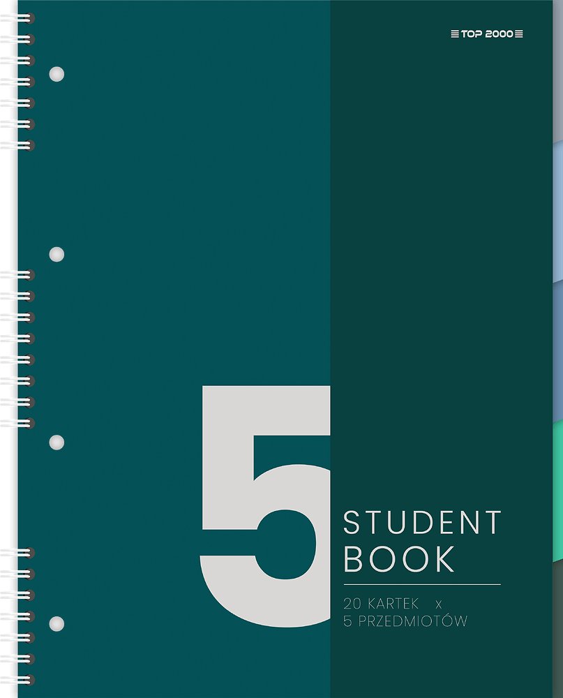 KOŁOZESZYT A4 100/K STUDENT BOOK 5 PRZEDMIOTÓW TOP 2000 zielony