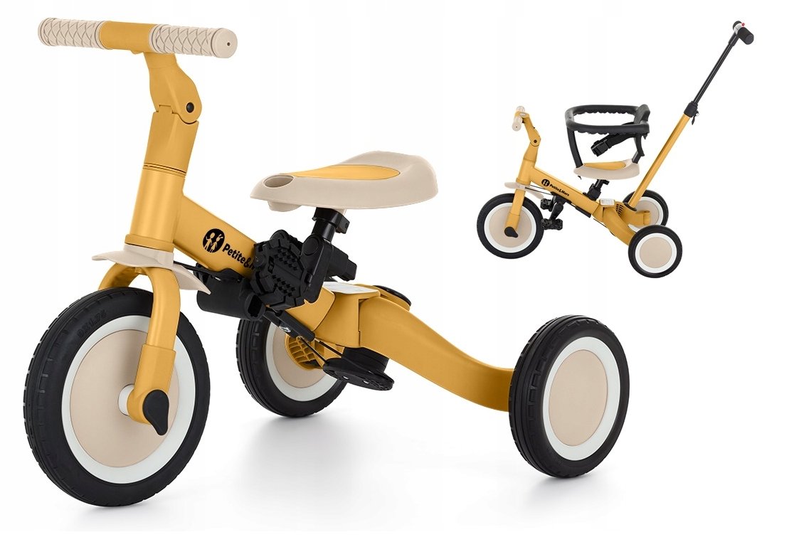 Petite&Mars Turbo  Wielofunkcyjny trójkołowy rowerek 5w1 Żółty