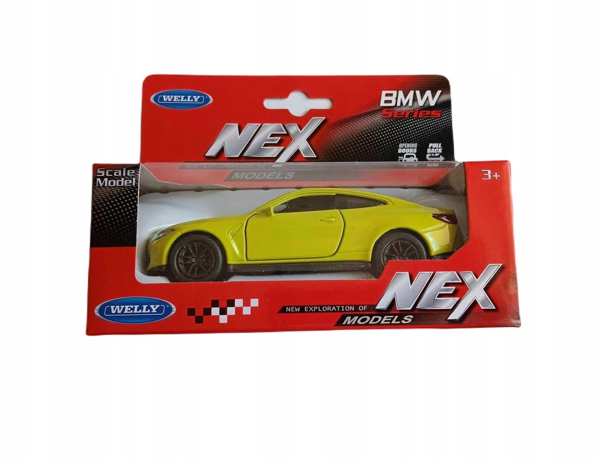 Samochodzik metalowy, autko BMW M4 G82, w skali 1:34