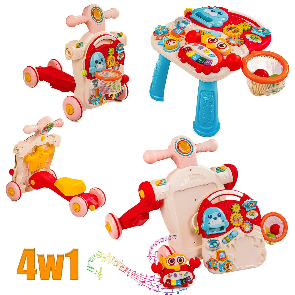 ZABAWKA CHODZIK/ROWER 4W1 RÓŻOWY 12M+