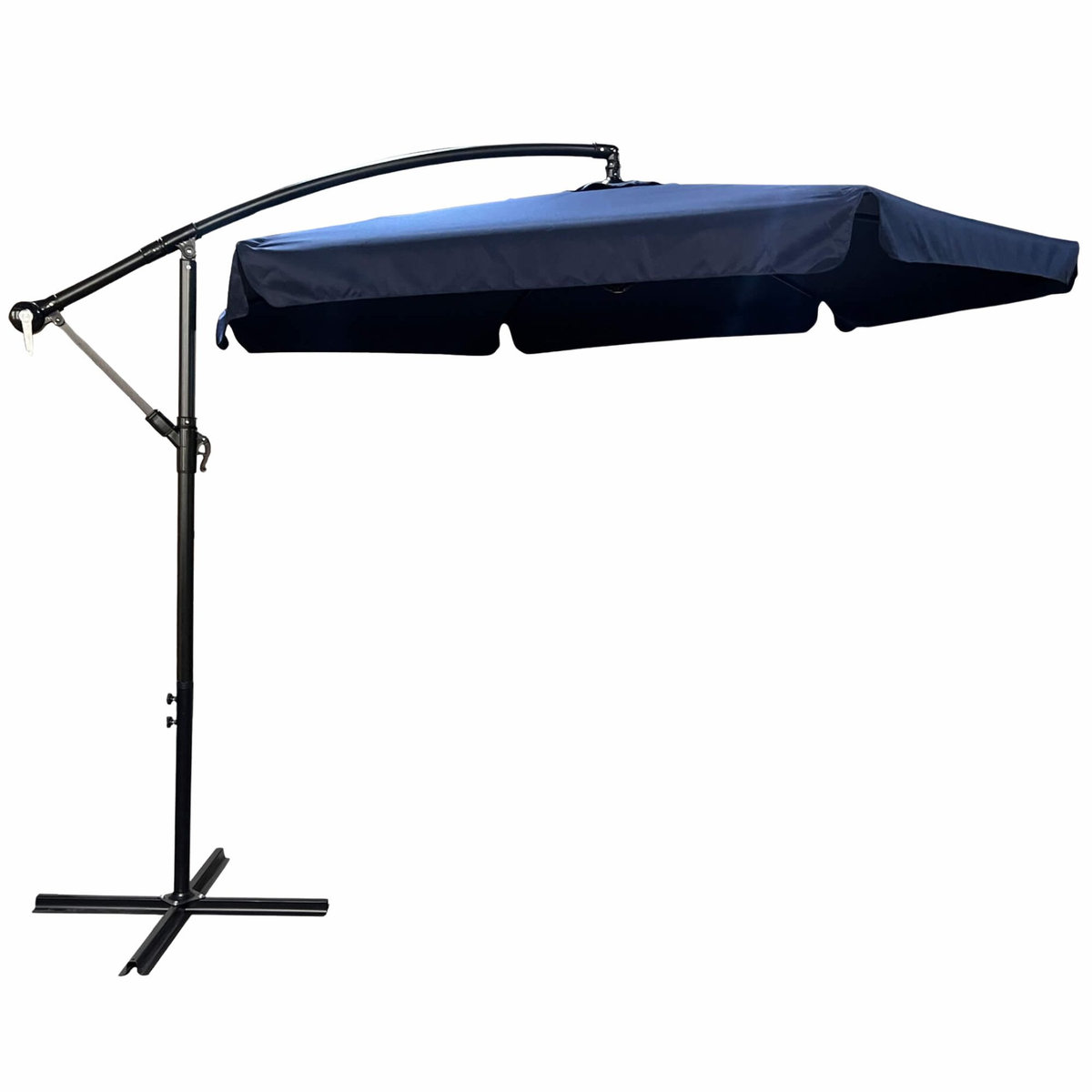 Parasol ogrodowy CYNIA 245x300x300 składany z falbaną solidny granatowy