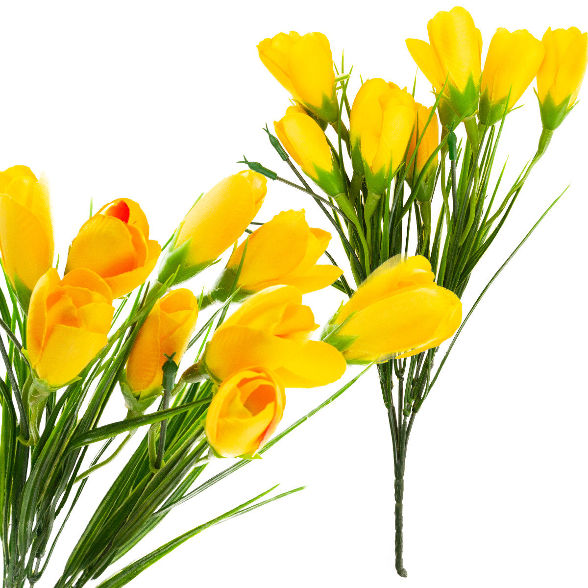 KROKUS KROKUSY SZTUCZNE BUKIET 10 KROKUSÓW W TRAWIE KOMPOZYCJA WIOSNA ŻÓŁTE