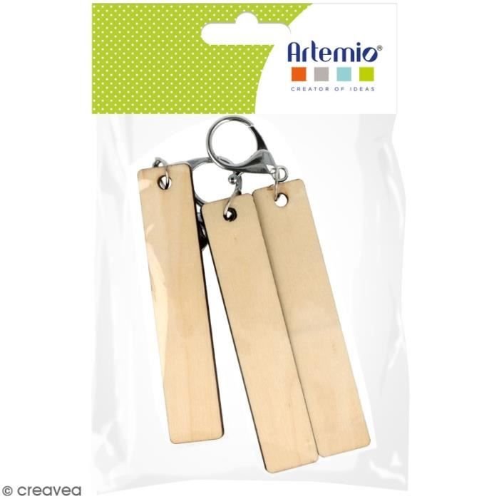 Prostokątny drewniany brelok do dekoracji - 2 x 10 cm - 3 szt