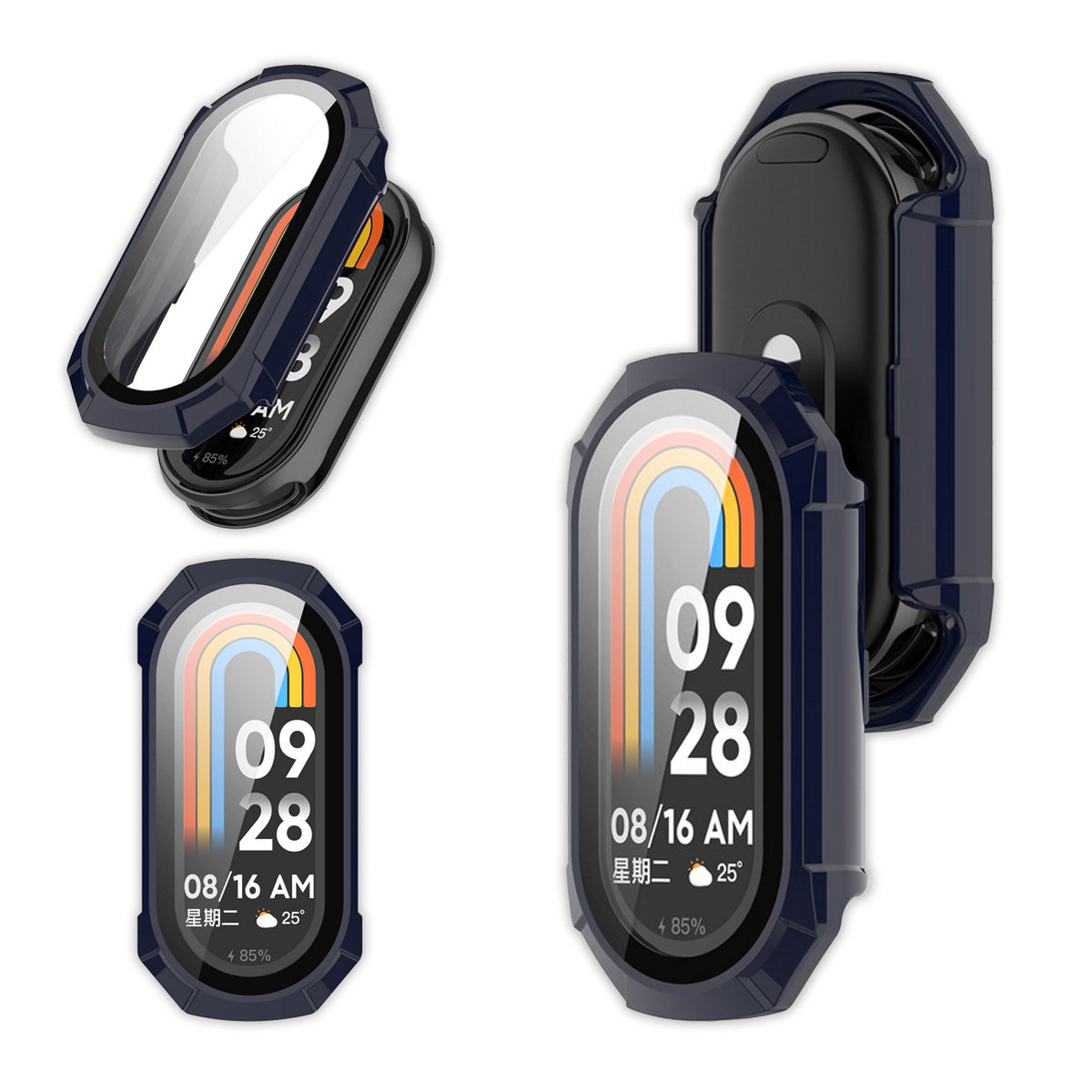 Etui 2w1 + szkło Vanfone do Xiaomi Mi Band 8, granatowe