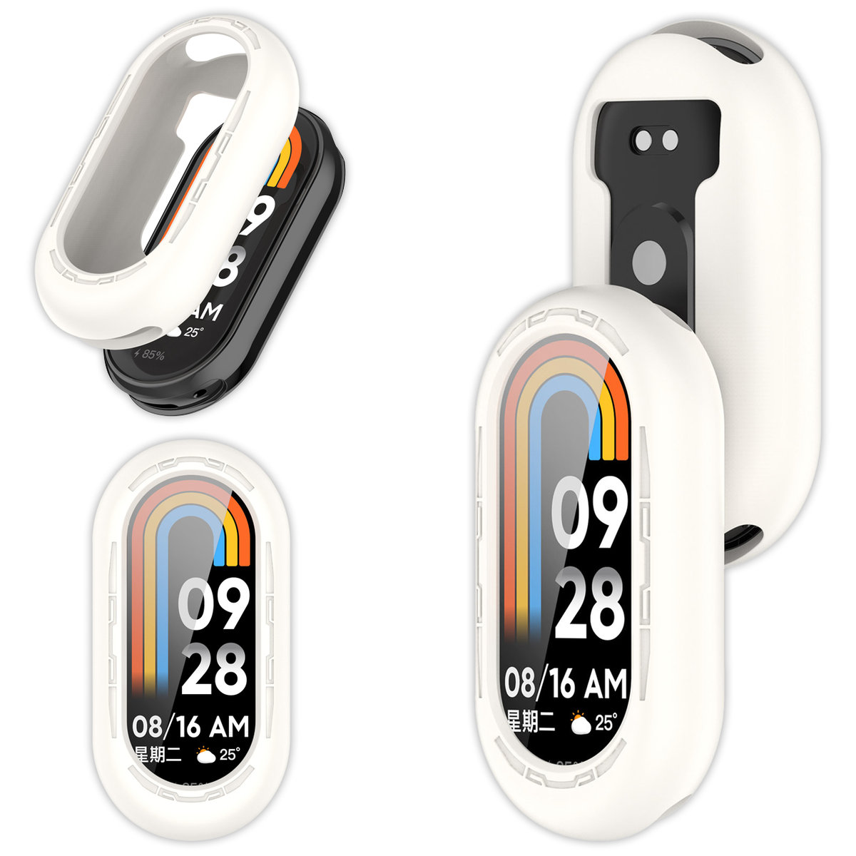 Etui silikonowe Vanfone do Xiaomi Mi Band 8, kremowe