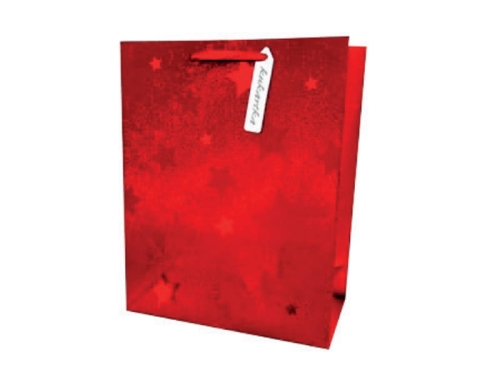 TOREBKA PREZENTOWA QM-324 GWIAZDKI CZERWONA 23x18cm