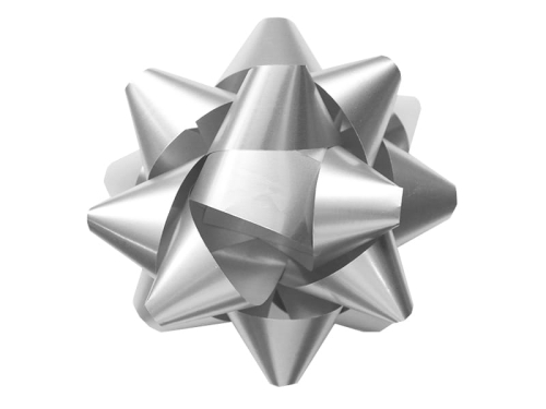 GWIAZDKA PREZENTOWA SATYNOWA SREBRNA 13cm 1szt