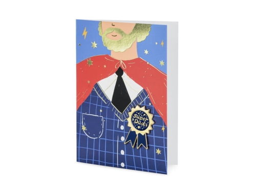 KARTKA DZIEŃ OJCA SUPER DAD NIEBIESKA 11x15,5cm