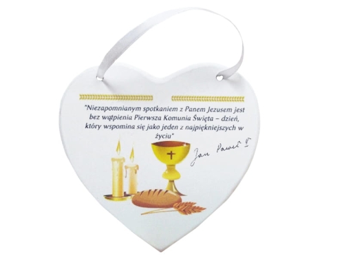 TABLICZKA DO ZAWIESZENIA SERCE I KOMUNIA ŚWIĘTA 12cm