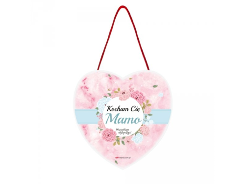 TABLICZKA DO ZAWIESZENIA SERCE KOCHAM CIĘ MAMO 12cm