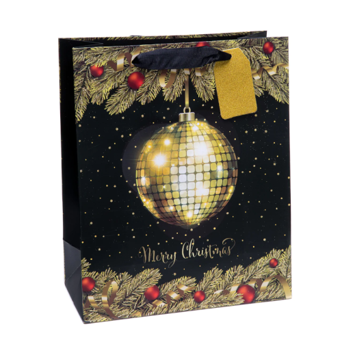 TOREBKA PREZENTOWA KULA DYSKOTEKOWA CZARNA 32x26cm