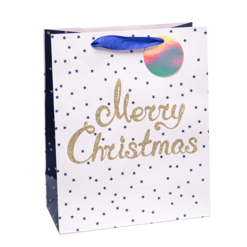 TOREBKA PREZENTOWA MERRY CHRISTMAS BIAŁA 32x26cm