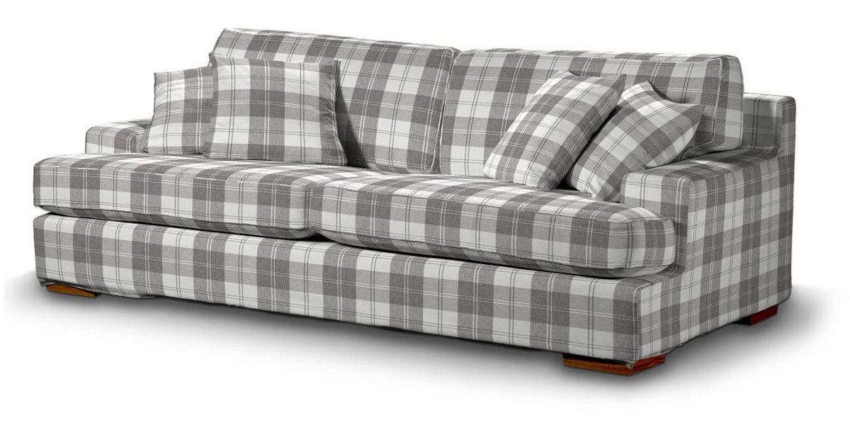 Pokrowiec na sofę Göteborg nierozkładaną, krata szaro-biała, Sofa Göteborg nierozkładana, Edinburgh