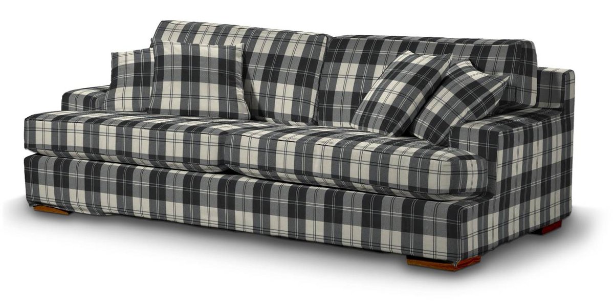 Pokrowiec na sofę Göteborg nierozkładaną, krata czarno-biała, Sofa Göteborg nierozkładana, Edinburgh