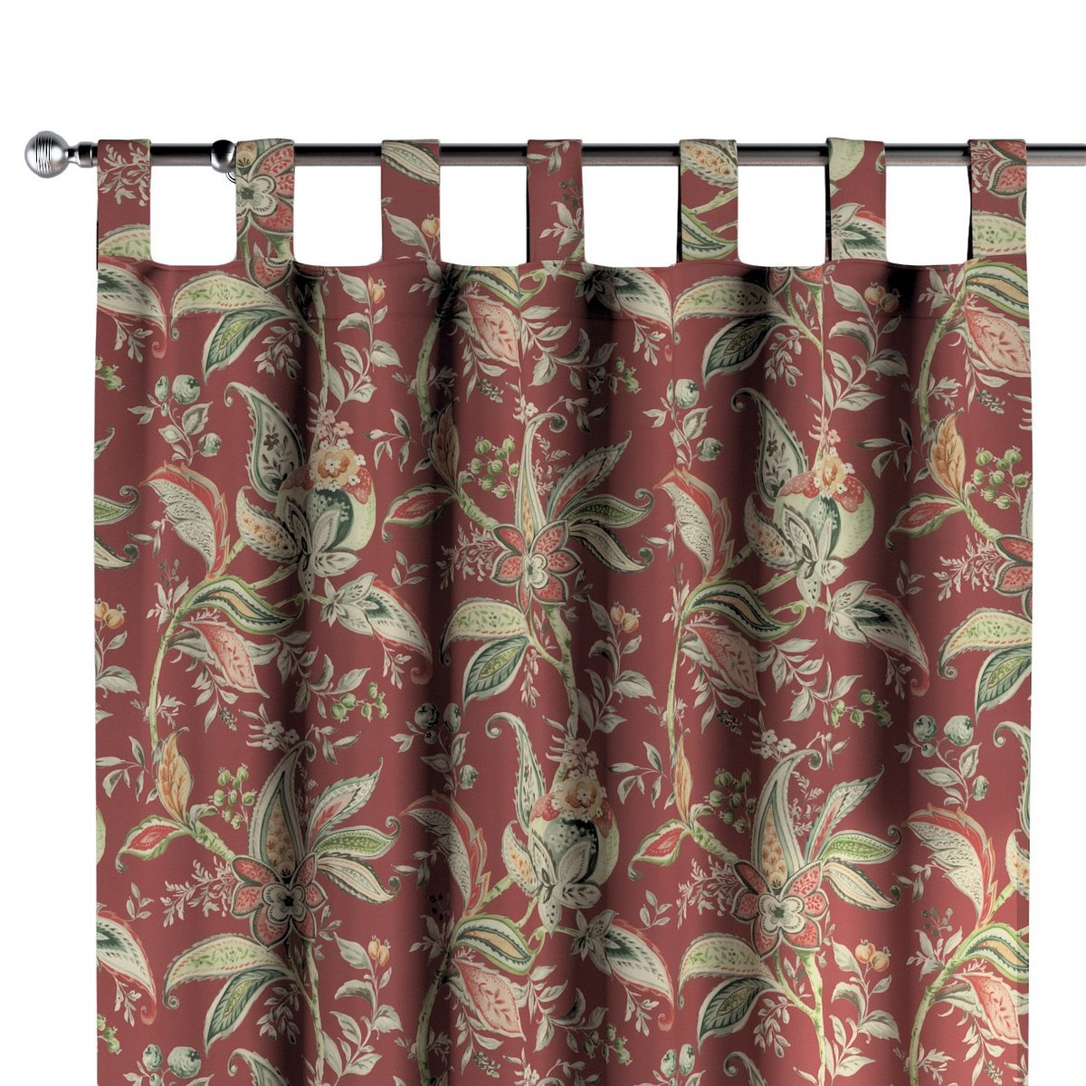 Zasłona na szelkach 1 szt., wzory roślinne i kwiatowe na czerwono-ceglanym tle, Gardenia