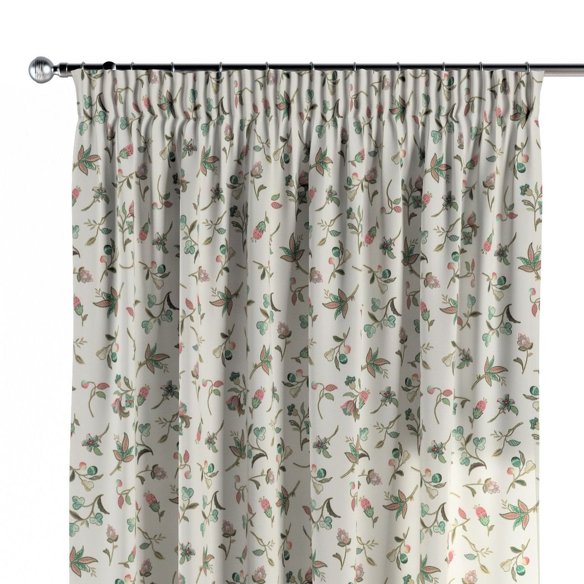 Zasłona na taśmie marszczącej 1 szt., małe kwiaty na jasnym tle, Londres